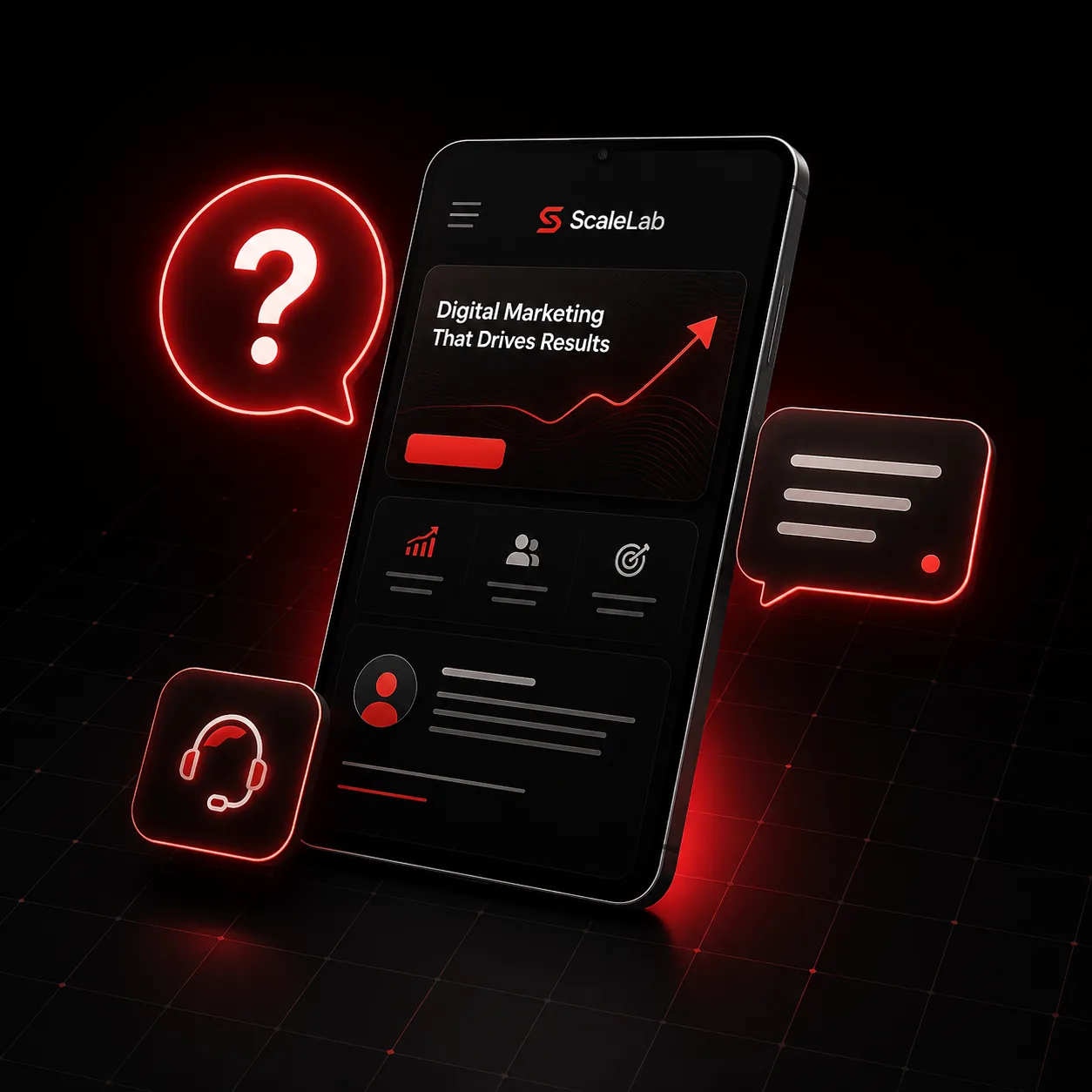 Візуал блоку частих запитань ScaleLab